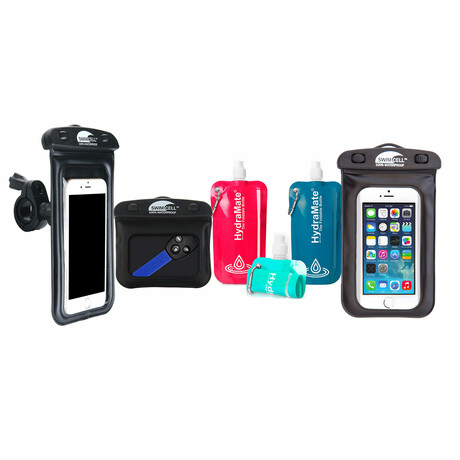 Standard Waterproof Phone Case + Standard Bike Phone Holder + Waterproof Key Case  +  HydraMate  Water Bottles // Set of 3