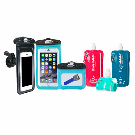 Large Waterproof Phone Case + Standard Bike Phone Holder + Waterproof Key Case + HydraMate Water Bottles // Set of 3