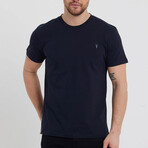 Set of 3 // Crewneck Regular Fit T-Shirts // Black + White + Navy (L)