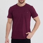 Set of 5 // Crewneck Regular Fit T-Shirts // Black + White + Navy + Burgundy + Olive (S)