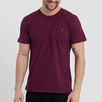 Set of 3 // Crewneck Regular Fit T-Shirts // Burgundy + Salmon + Olive (XL)