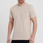 Set of 5 // Crewneck Regular Fit T-Shirts // Burgundy + Tan + Olive + Black + White (M)