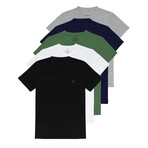 Set of 5 // Crewneck Regular Fit T-Shirts // Gray + Indigo + Green + White + Black (S)