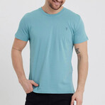 Set of 5 // Crewneck Regular Fit T-Shirts // Navy + Red + Turquoise + Dark Gray + White (L)