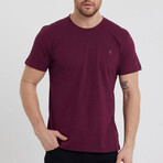 Set of 3 // Crewneck Regular Fit T-Shirts // Navy + Burgundy + Olive (S)