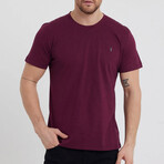 Set of 5 // Crewneck Regular Fit T-Shirts // Burgundy + Tan + Olive + Black + White (M)