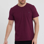 Set of 3 // Crewneck Regular Fit T-Shirts // Black + White + Burgundy (L)