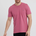 Set of 5 // Crewneck Regular Fit T-Shirts // Gray + Pink + Light Blue + White + Black (M)