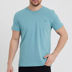 Set of 5 // Crewneck Regular Fit T-Shirts // Gray + Salmon + Turquoise + White + Black (M)