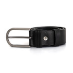 Men's Genuine Real Denim Leather Belt // Black 112525 (110)