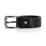 Men's Genuine Real Denim Leather Belt // Black 112524 (115)