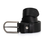 Men's Genuine Real Denim Leather Belt // Black 112525 (120)