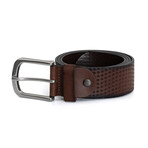 Men's Genuine Real Denim Leather Belt // Brown Black 112529 (110)