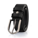 Men's Genuine Real Denim Leather Belt // Black 112525 (130)