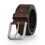 Men's Genuine Real Denim Leather Belt // Brown Black 112529 (105)