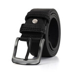 Men's Genuine Real Denim Leather Belt // Black 112524 (125)