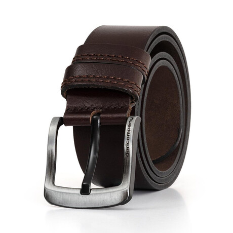 Men's Genuine Real Denim Leather Belt // Brown 112524 (105)