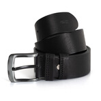 Men's Genuine Real Denim Leather Belt // Black 112524 (135)