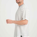Envelope Collar Detailed Striped Oversize T-Shirt // Mint (L)