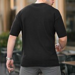 Oversize Knitted T-shirt with Pocket Detail // Black (XL)