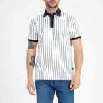 Premium Vertical Striped Polo Neck T-Shirt // Navy (2XL)