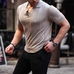 Viscose V-Neck Comfortable Knitwear // Beige (XL)