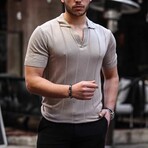 Viscose V-Neck Comfortable Knitwear // Beige (XL)