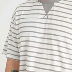 Envelope Collar Detailed Striped Oversize T-Shirt // Mint (L)