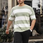 Oversize Striped Basic Knitwear T-Shirt // Green (S)