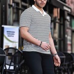 Polo V-Neck Knitted T-Shirt // Black (XL)