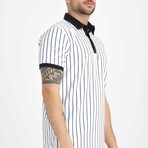 Premium Vertical Striped Polo Neck T-Shirt // Navy (2XL)
