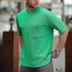 Oversize Knitted T-shirt with Pocket Detail // Green (S)