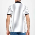 Premium Vertical Striped Polo Neck T-Shirt // Navy (2XL)