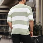 Oversize Striped Basic Knitwear T-Shirt // Green (S)