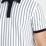 Premium Vertical Striped Polo Neck T-Shirt // Navy (2XL)