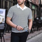 Polo V-Neck Knitted T-Shirt // Black (XL)