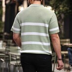 Striped Zip Polo Shirt // Green (XL)