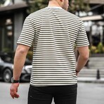 Crewneck Single Pocket Striped T-Shirt // Khaki (L)