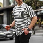 Crewneck Single Pocket Striped T-Shirt // Black (L)