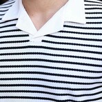 Polo V-Neck Knitted T-Shirt // Black (XL)