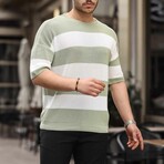 Oversize Striped Basic Knitwear T-Shirt // Green (S)