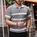 Striped Zip Polo Shirt // Gray (XL)