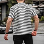 Crewneck Single Pocket Striped T-Shirt // Black (L)