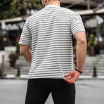 Crewneck Single Pocket Striped T-Shirt // Gray (L)