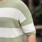 Oversize Striped Basic Knitwear T-Shirt // Green (S)