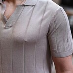 Viscose V-Neck Comfortable Knitwear // Beige (XL)