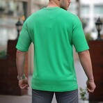 Oversize Knitted T-shirt with Pocket Detail // Green (S)