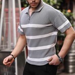 Striped Zip Polo Shirt // Gray (XL)
