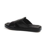 Genuine Leather Men's Flat Slippers // Black Orlondo // 018MAM-65-C-2 (Euro: 41)