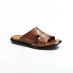 Genuine Leather Men's Flat Slippers // Tan Orlondo // 018MA798X169 (Euro: 40)